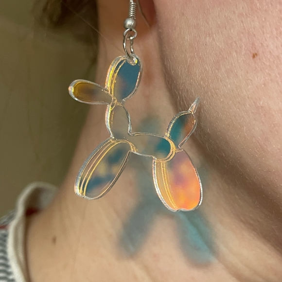 Iridescent balloon animal Earrings - Picture 2 of 4